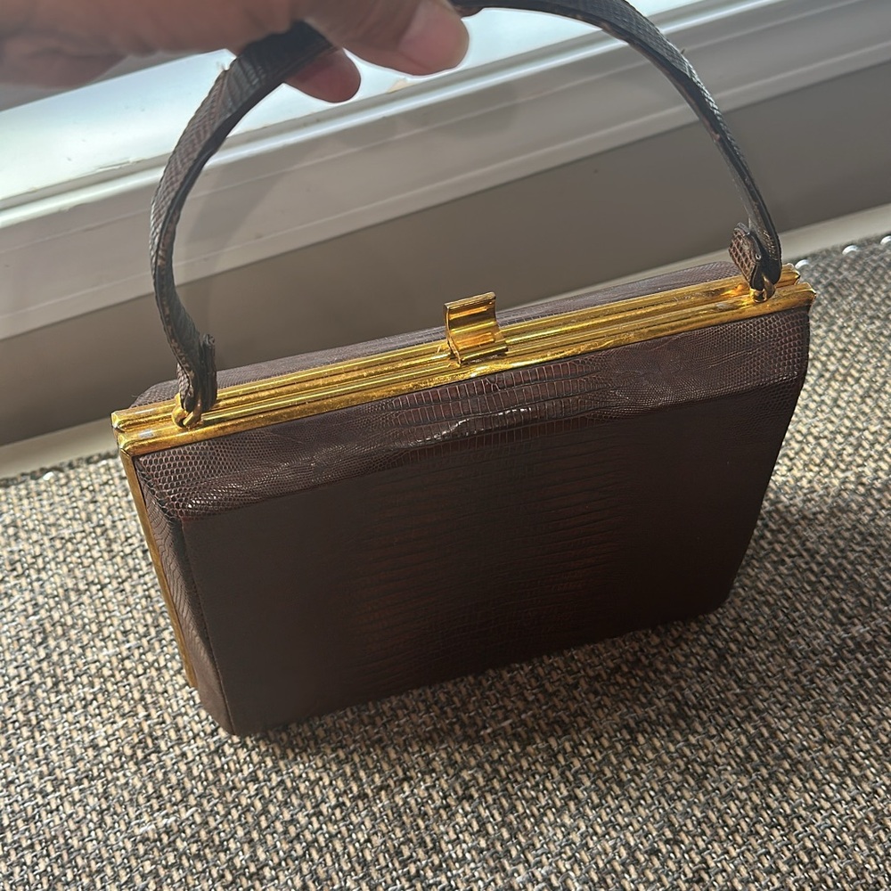 Palizzio new YorkBrown Lizard Handbag vintage 1955
